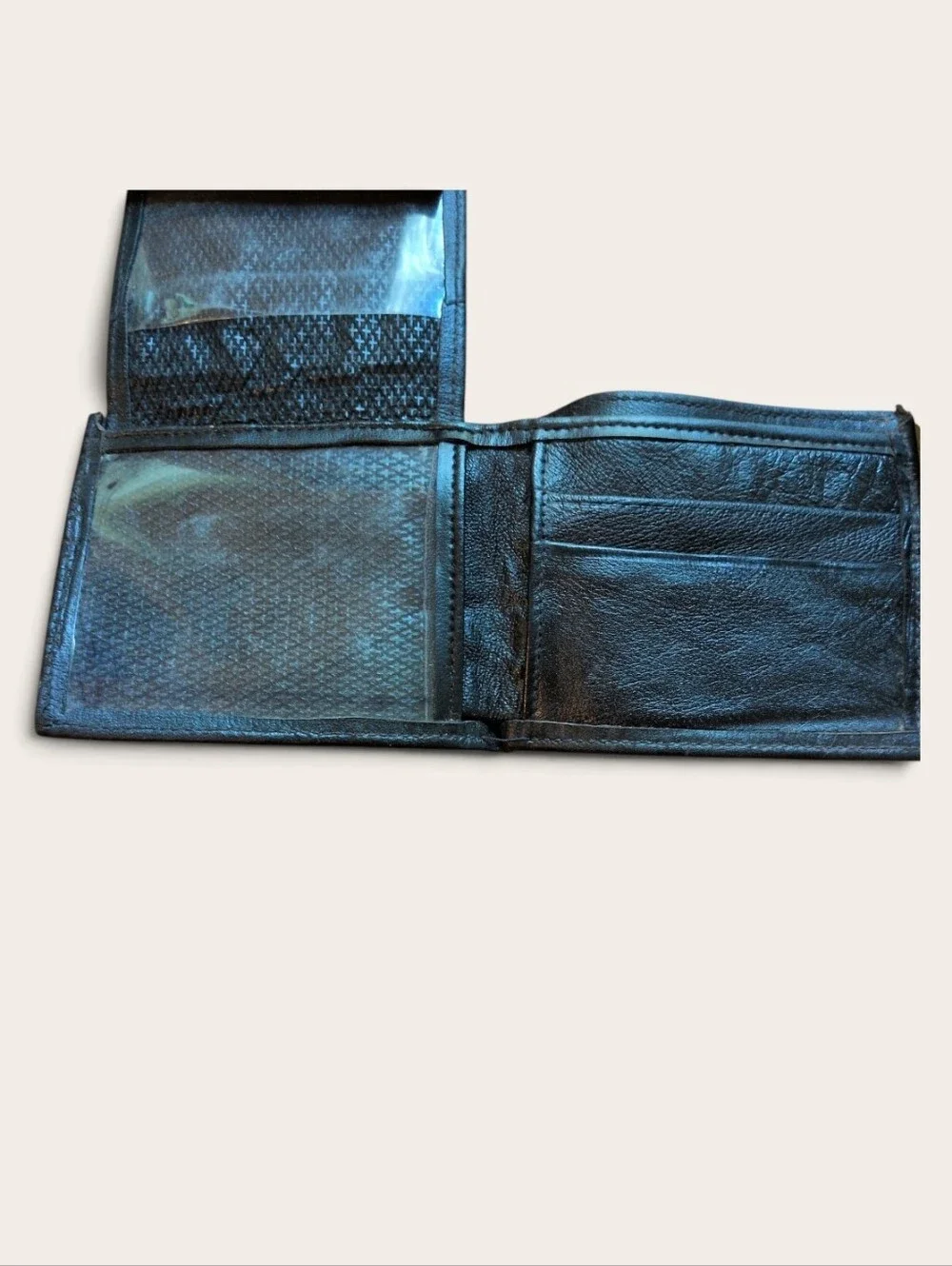 NWOT Embossed Egyptian Motif Leather Bi-Fold Wallet - Black